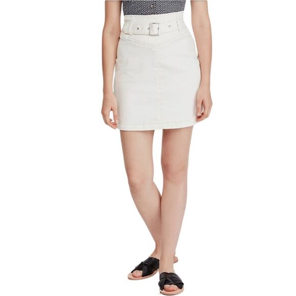 Free People "Livin It Up" Mini Pencil Skirt in White, Size 4 / Small NWT - Picture 1 of 12